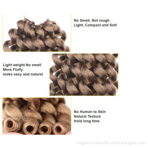 20 strands 8" 80g Jumpy Wand Curl Ombre Braiding Hair Synthetic Crochet Hair Extension  Bounce Crochet Hair Wand Curl